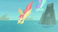 Hippogriffs diving into the water S8E6