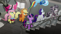 Petunia leading the Mane Six upstairs MLPRR