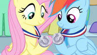 Rainbow and Fluttershy's silver medals S4E24