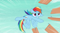 Rainbow tossing wood slats and nails S8E9