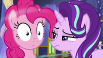 Starlight looking closely at Pinkie Pie S6E21