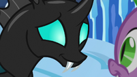 Wow, the first genuine smile seen on a changeling, he's sincere