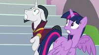 Twilight and Neighsay see the giant monster S8E1