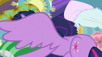 Twilight covering her face with her wings S8E2
