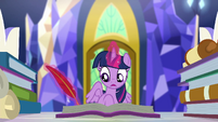 Twilight writing a reply to Sunset Shimmer EGSBP