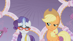 Applejack disapproves Rarity's fashion choice S1E14