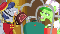 Bell Hop Pony gulping nervously S8E5