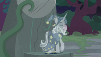 Holographic image of Star Swirl the Bearded S7E25