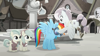 Kerfuffle putting goggles on Rainbow MLPRR