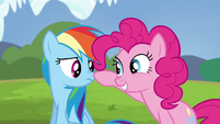 Pinkie Pie touches Rainbow's nose S4E21