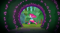 Pinkie runs past the neon garden entrance EGSBP