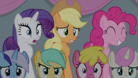 Rarity and AJ shocked, Pinkie pleased S4E24