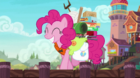 Pinkie Pie happily approaches the ship S6E22