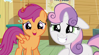 Scootaloo and Sweetie happy for Apple Bloom S5E4