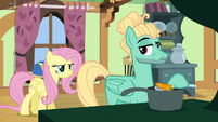 Zephyr Breeze eating Fluttershy's carrot soup S6E11