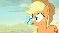 Butterfly on Applejack's nose S8E23