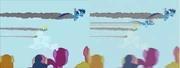 Rainbow DashがTwilight Sparkleに理想を語るシーン。Teacher For A Day（左）と、上映版（右）。