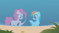 Pinkie trying to hoof bump Rainbow S1E05