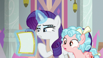 Rarity and Cozy Glow reading the flyer S8E16