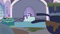Rarity entering the kitchen.