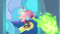 Spike breathing fire at Cozy Glow S9E24