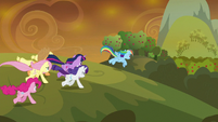 Mane Six galloping to Ponyville S9E2
