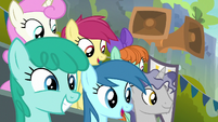 Ponies watching the Washouts' second show S8E20