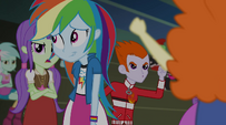 Rainbow Dash walking past booing students EG2