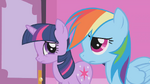 Twilight and Rainbow Dash listen to Rarity S1E14