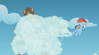 Young Rainbow blows clouds in the Boy Bullies' faces S5E8