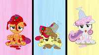 Poor Apple Bloom. She's been covered in a tomato and a chocolate milkshake.