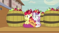 Cutie Mark Crusaders pretending to be apples S7E8.png (940 KB) Jim Hawkins had a better hiding spot!
