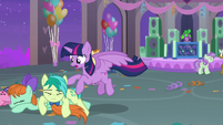 Twilight helping Sandbar and Patty S9E7