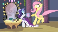 Fluttershy isn't as thrilled at the thought of performing as Rarity is