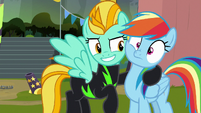 Lightning Dust happy to see Rainbow Dash S8E20