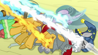 Pillars of Equestria being magically drained S9E24