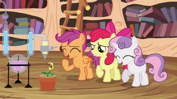 Scootaloo and Sweetie laughing S4E15