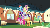The Mane 6 practicing their cheer.