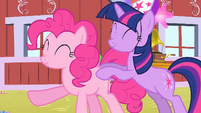 Twilight and Pinkie forms a conga line...