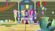 Twilight and friends in the ruined gym EG