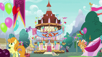 Ponyville decorated for Flame of Friendship party S7E15