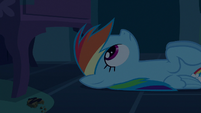 Rainbow Dash looking up from the floor S6E15