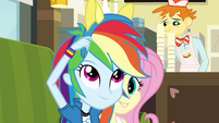 Rainbow Dash puts pony ears on EG