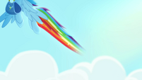 Rainbow flying up with her travel bag MLPRR