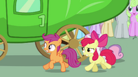 Apple Bloom asking Pinkie seriously to let CMC in S3E4