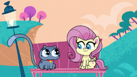 Bubbles sits down next to Fluttershy PLS1E4a