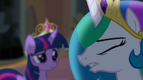 Celestia clenching her eyes S4E02