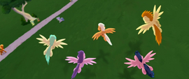 Five Pegasi flying toward Canterlot MLPTM