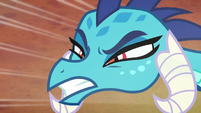 Princess Ember glaring angrily at Bear-Thorax S7E15