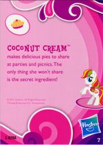 English monolingual version of Pony Collection Set, back of card 7 of 12: Coconut Cream